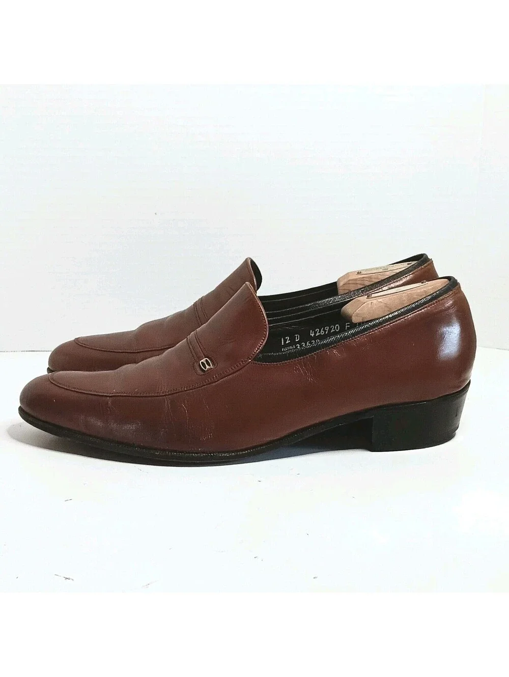 Vintage Florsheim Designer Collection Cognac Leather Slip On Loafers Men’s 12D